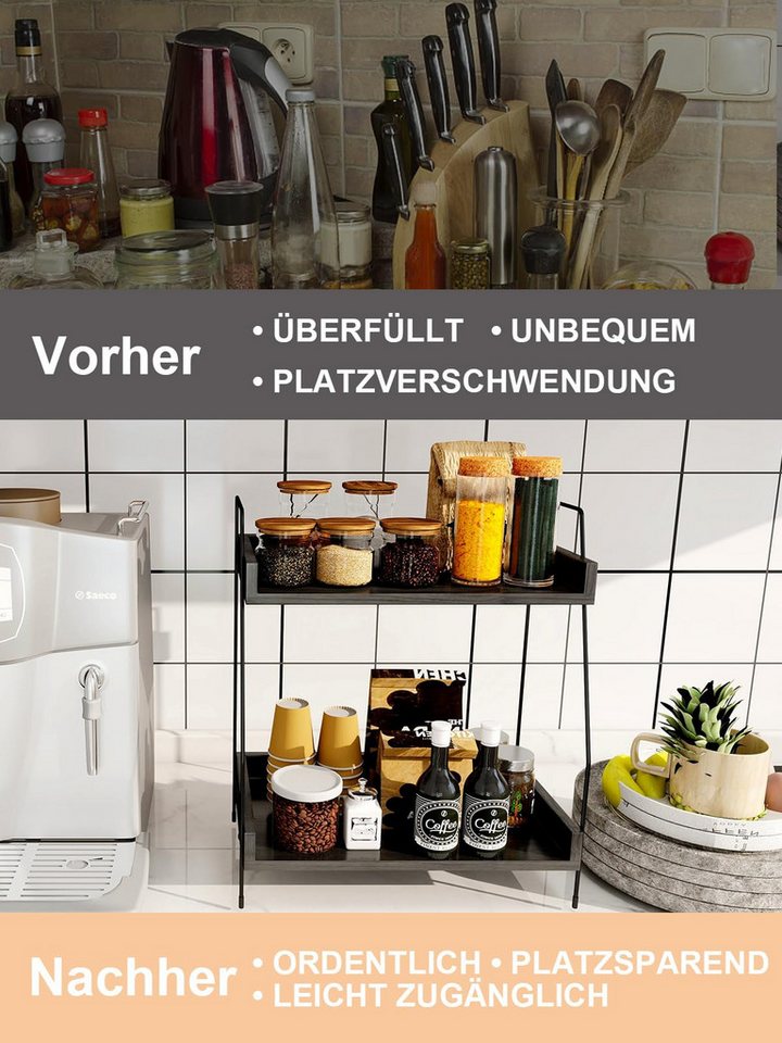 Youyijia Ablageregal 2-stöckige Kaffee-Organizer, Kuchen-Organizer, Kaffeeaufbewahrung