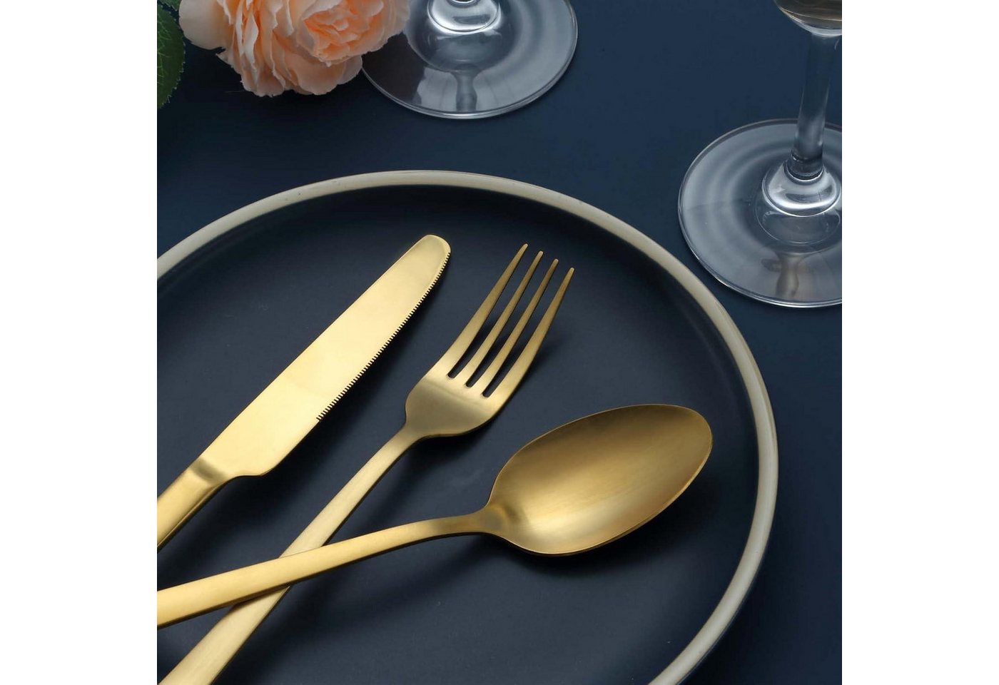 LuxusKollektion Besteck-Set Besteck Edelstahl Gold 6er Gabel Löffel 30 Teilig Gold 30 teilig Bild 2