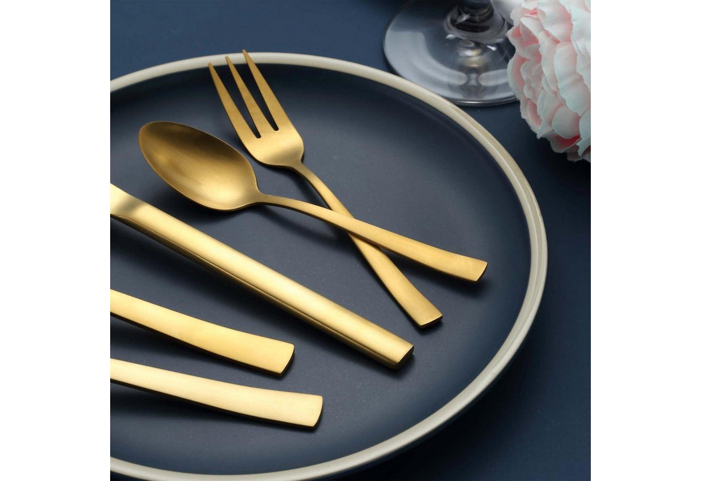 LuxusKollektion Besteck-Set Besteck Edelstahl Gold 6er Gabel Löffel 30 Teilig Gold 30 teilig Bild 3