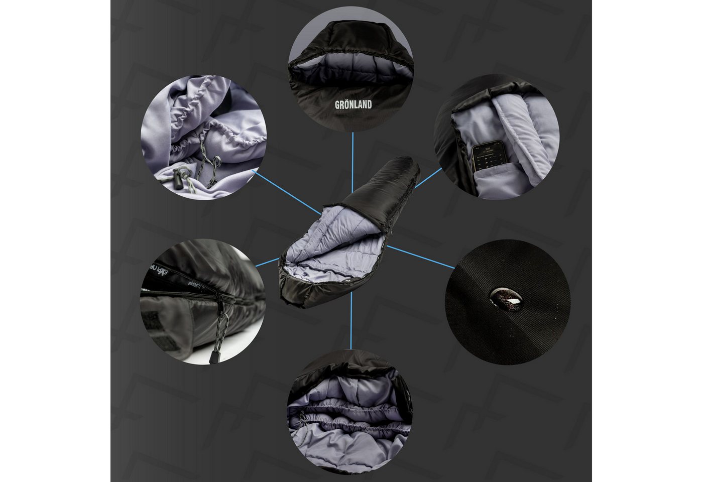 EXPLORER Mumienschlafsack Grönland Camping Schlafsack 230x82x55cm Outdoor warm (0°C bis -23°C Frühling/Sommer/Herbst/Winter Reise Festival), kombinierbar 1900g