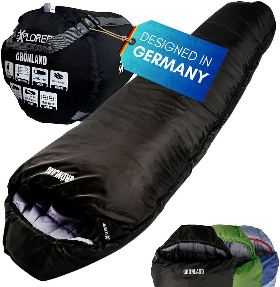 EXPLORER Mumienschlafsack Grönland Camping Schlafsack 230x82x55cm Outdoor warm (0°C bis -23°C Frühling/Sommer/Herbst/Winter Reise Festival), kombinierbar 1900g Bild 3