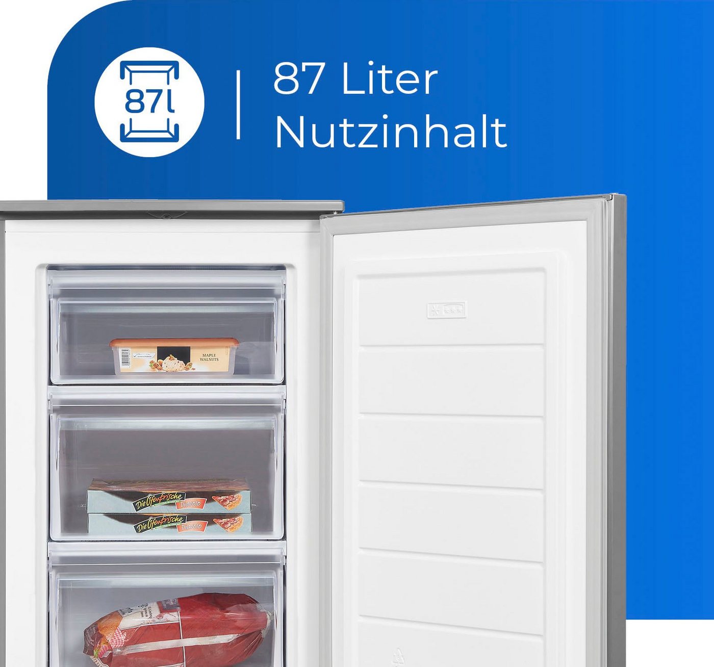 exquisit Gefrierschrank GS81-040C inoxlook, 85,5 cm hoch, 54,5 cm breit, energiesparend in Energieeffizienz C, 87 Liter Nutzinhalt, 4 Sterne Bild 5