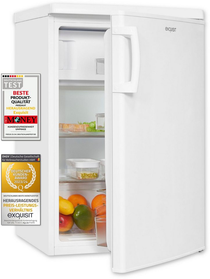 exquisit Kühlschrank KS16-4-HE-040D weiss, 85 cm hoch, 55 cm breit, 109 Liter Nutzinhalt, stufenlose Temperaturregelung, 4 Sterne