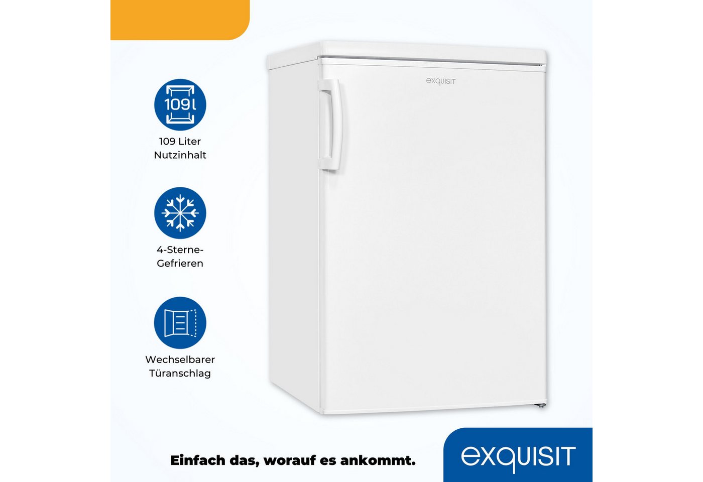 exquisit Kühlschrank KS16-4-HE-040D weiss, 85 cm hoch, 55 cm breit, 109 Liter Nutzinhalt, stufenlose Temperaturregelung, 4 Sterne Bild 2