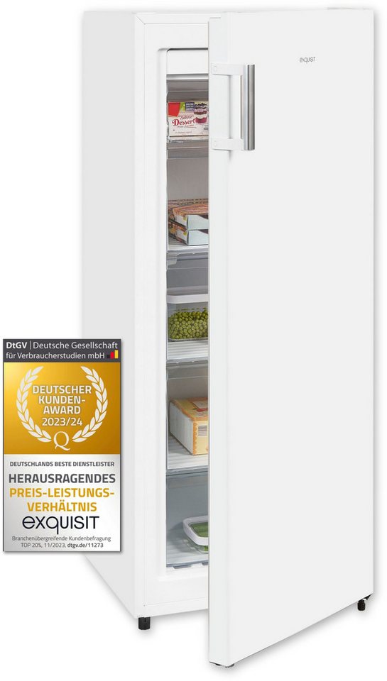 exquisit Gefrierschrank GS231-NF-H-010E weiss, 143,4 cm hoch, 56 cm breit, 4*-Gefrierschrank No Frost mit LED-Anzeige & praktischem Griff Bild 4