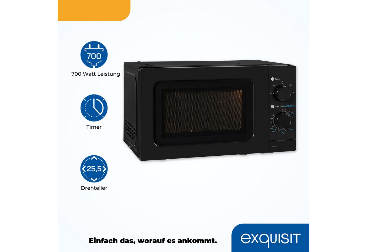 exquisit Mikrowelle WP 700 J17-3 sw, Mikrowelle, 20 l