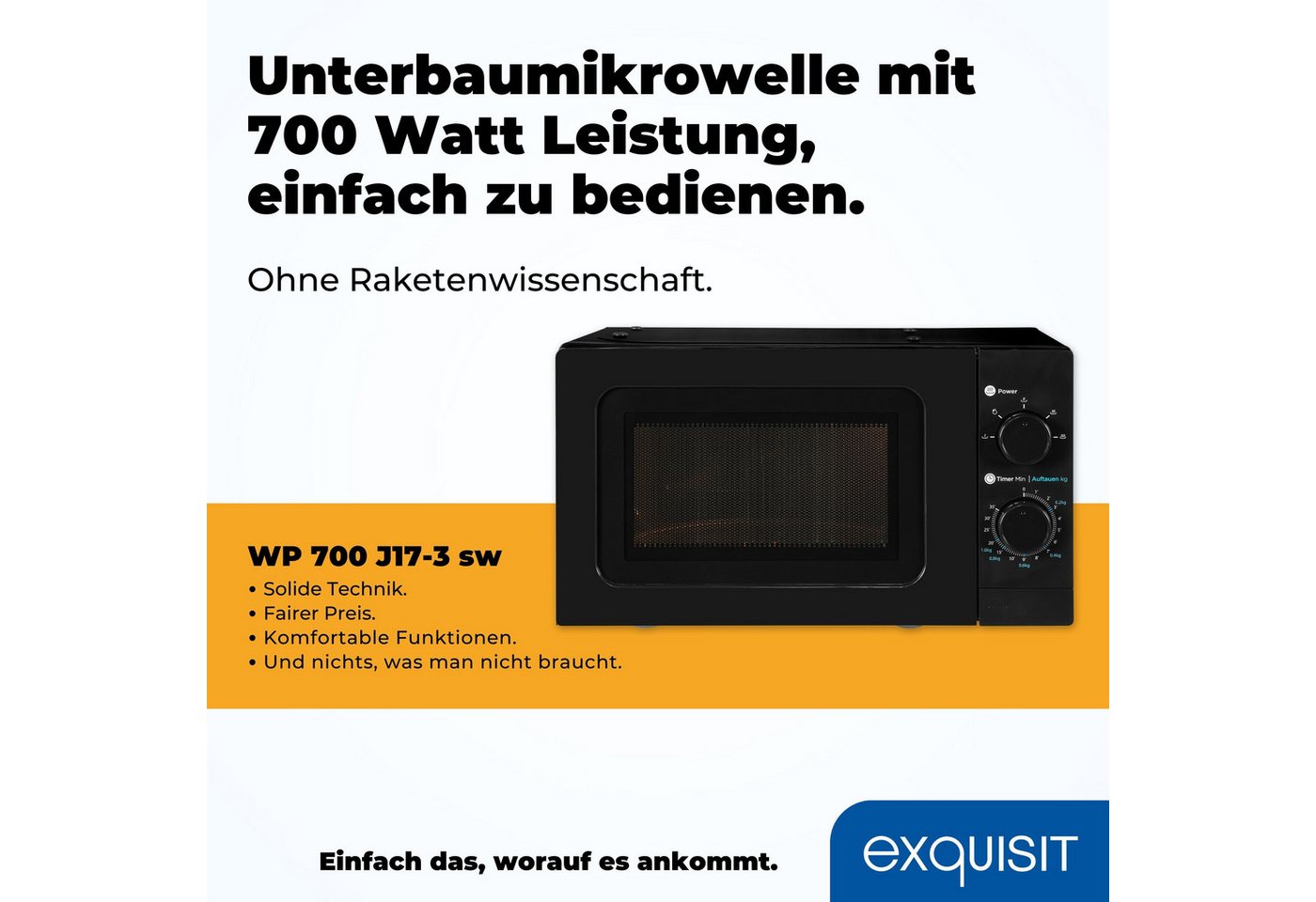 exquisit Mikrowelle WP 700 J17-3 sw, Mikrowelle, 20 l Bild 3