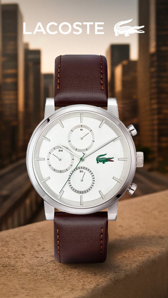 Lacoste Multifunktionsuhr Replay 2011486, Quarzuhr, Armbanduhr, Herrenuhr, Lederarmband, analog Bild 2