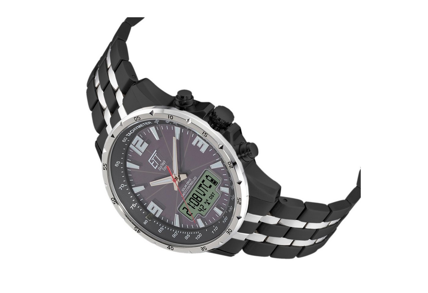 ETT Funk-Multifunktionsuhr Professional WorldTimer EGS-11568-21M, Armbanduhr, Solar, Herrenuhr, Edelstahlarmband, analog, digital, Tag Bild 2