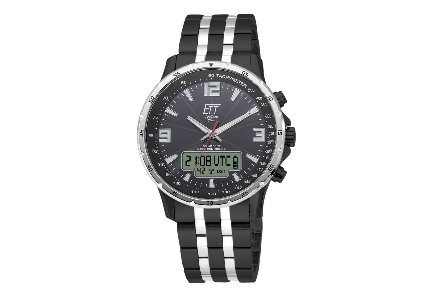 ETT Funk-Multifunktionsuhr Professional WorldTimer EGS-11568-21M, Armbanduhr, Solar, Herrenuhr, Edelstahlarmband, analog, digital, Tag Bild 3