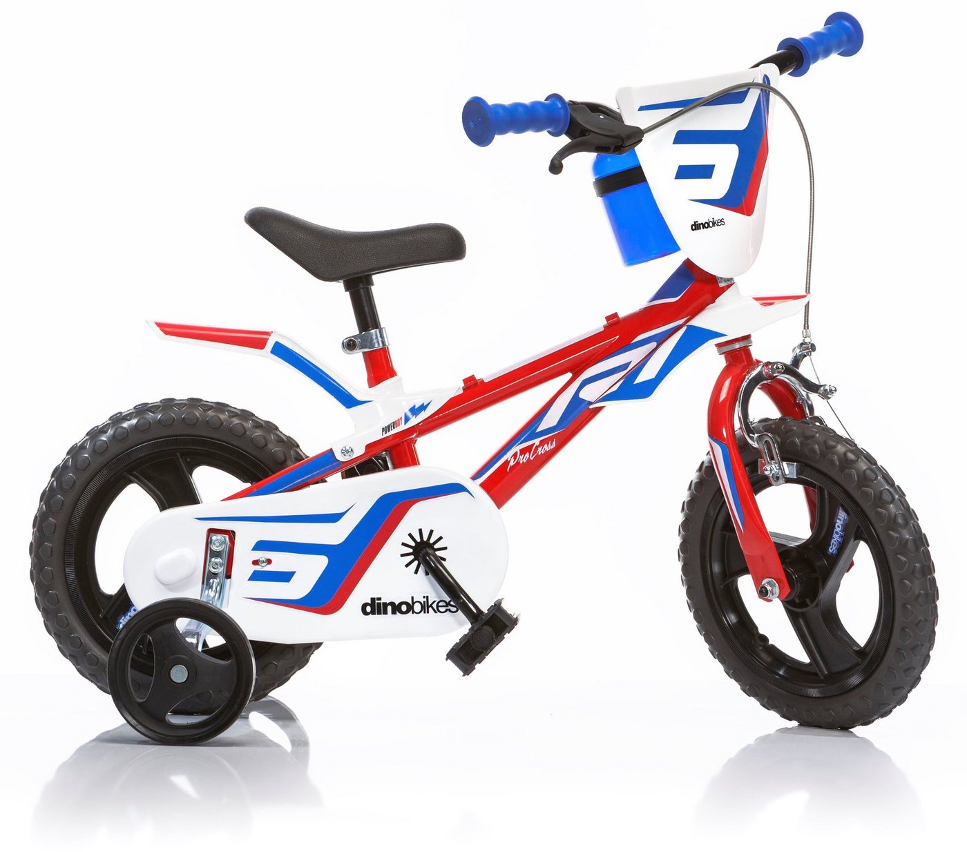 Dino Bikes Kinderfahrrad 12" 812L Jungenfahrrad stabiler Stahl-Rahmen, Stützräder, kindgerecht, 1 Gang, mit Stützrädern, Frontschild und coolen Schutzblechen