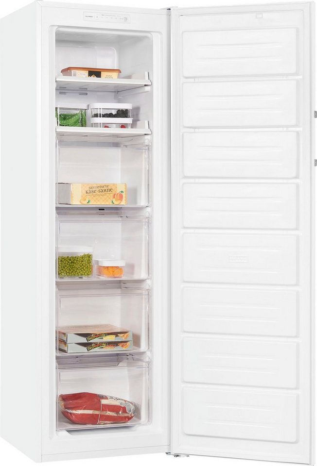 exquisit Gefrierschrank GS271-NF-H-040D weiss, 170,5 cm hoch, 54 cm breit, 4*-Gefrierschrank No Frost mit LED-Anzeige & praktischem Griff
