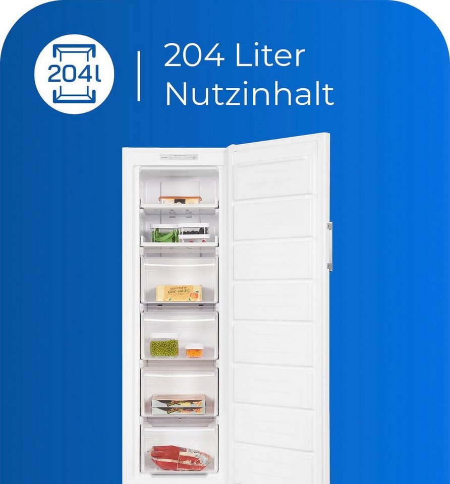 exquisit Gefrierschrank GS271-NF-H-040D weiss, 170,5 cm hoch, 54 cm breit, 4*-Gefrierschrank No Frost mit LED-Anzeige & praktischem Griff Bild 2