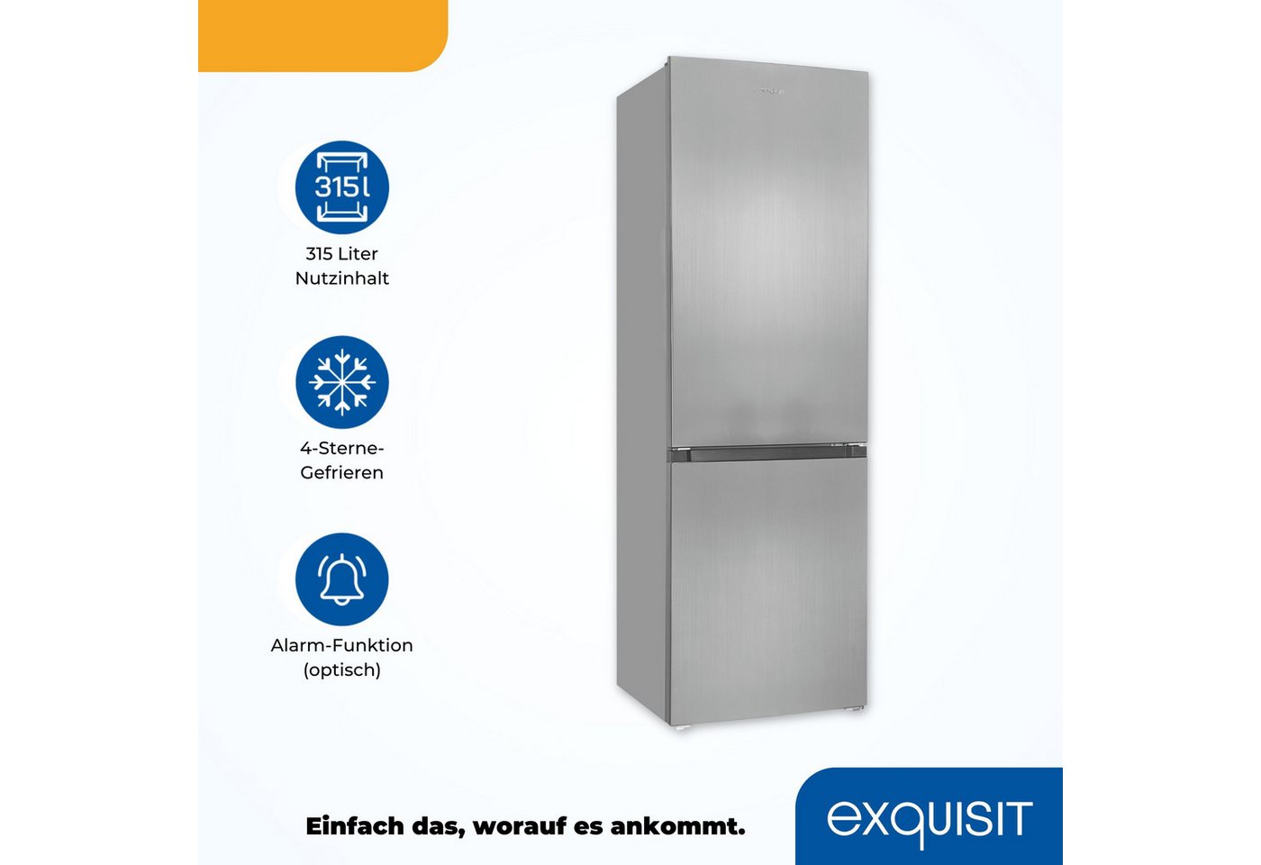 exquisit Kühl-/Gefrierkombination KGC320-95-E-040C, 185,8 cm hoch, 60 cm breit, 315 Liter Nutzinhalt, Elektronische Steuerung Bild 3