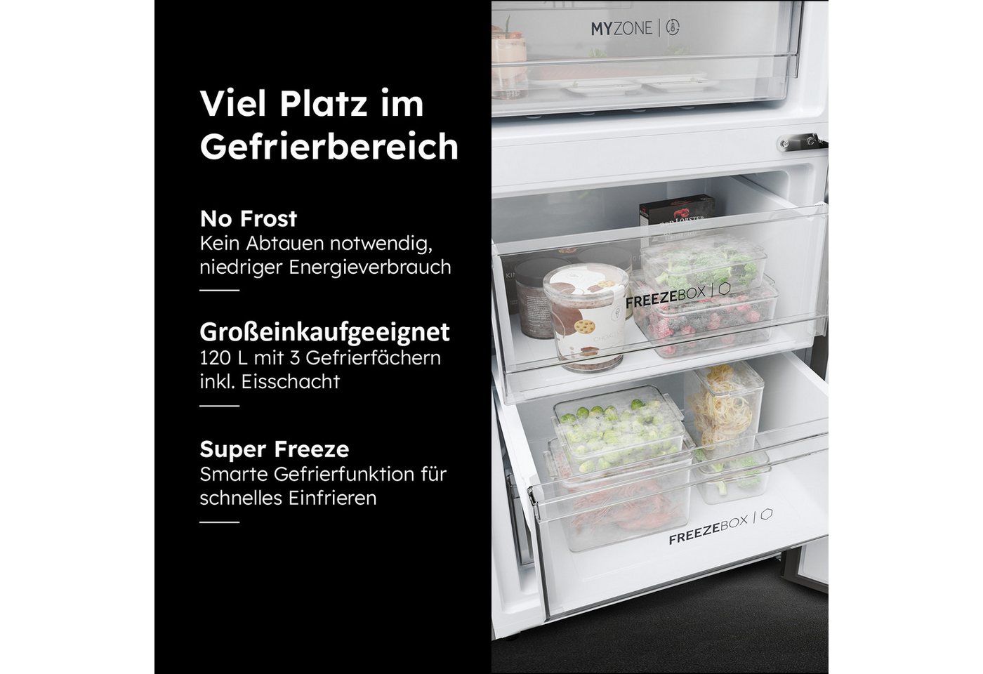Haier Kühl-/Gefrierkombination Combi 2D 60 HDPW7620AANPK, 205 cm hoch, 59,5 cm breit, Absolut effizient: Nur 92 kWh jährlicher Energieverbrauch Bild 3