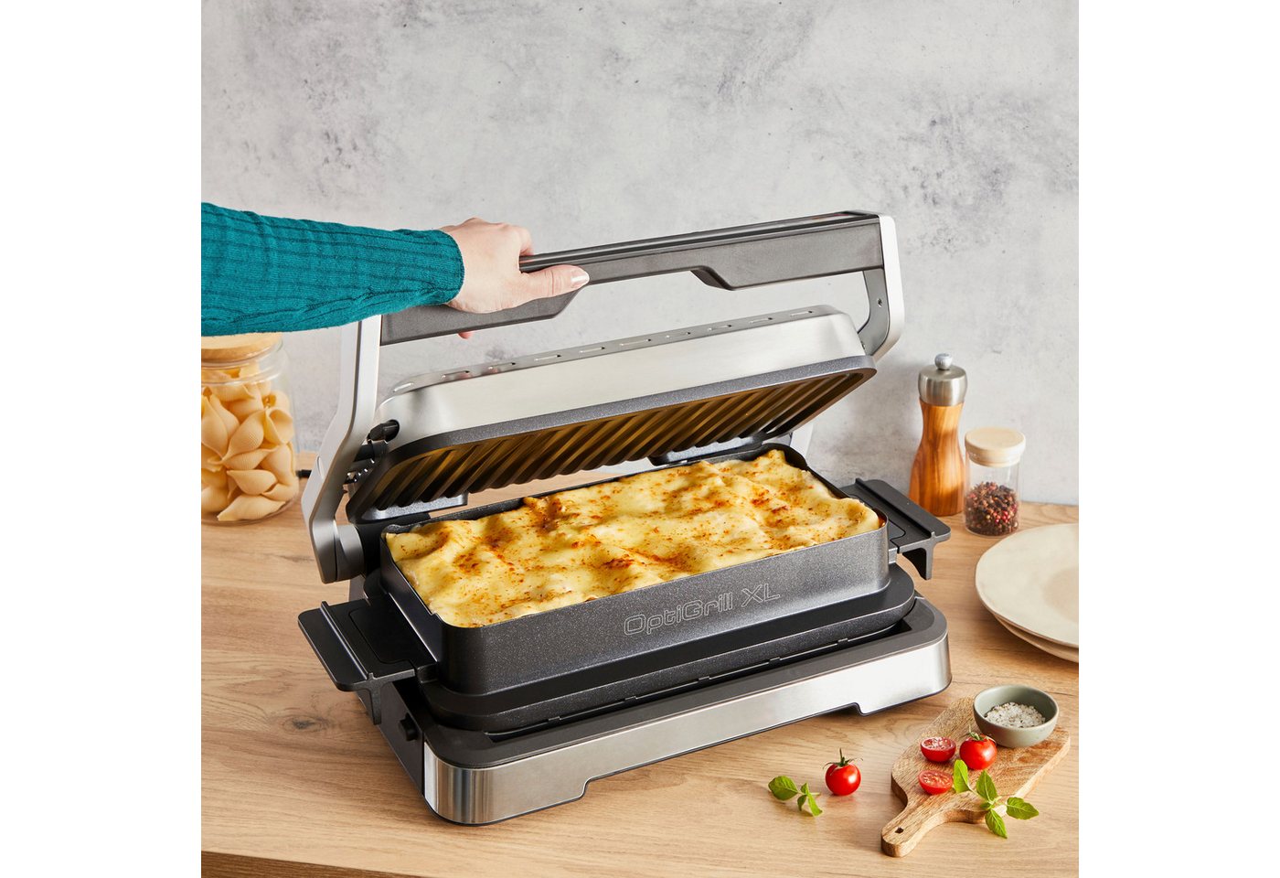 Tefal Backeinsatz XA7358 OptiGrill Backschale XL, Zubehör für OptiGrill 2in1 XL GC782D, komp. mit OptiGrill 2in1 XL, antihaftbeschichteter Alu-druckguss Bild 4