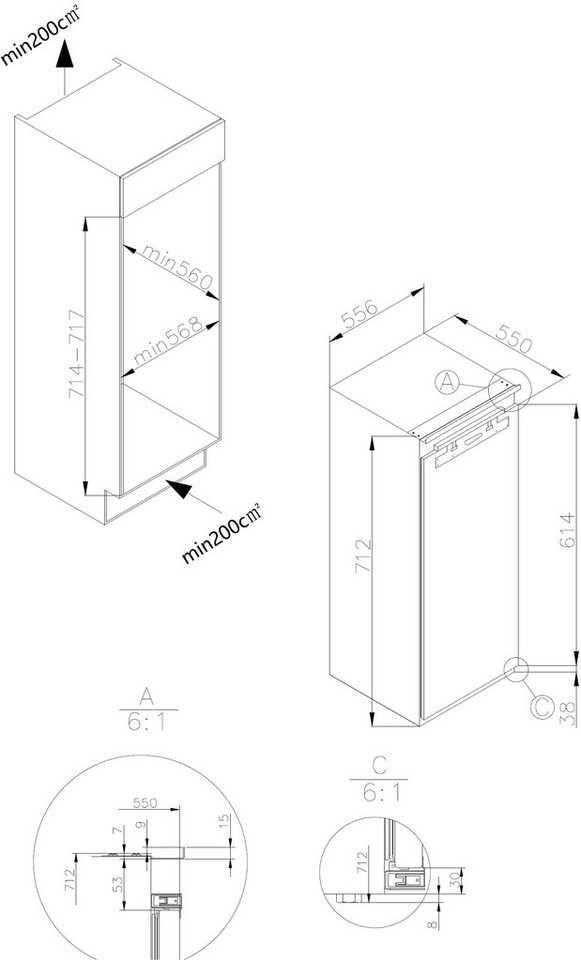 Amica Einbaugefrierschrank EGSX 321 210, 71,2 cm hoch, 55,6 cm breit Bild 2