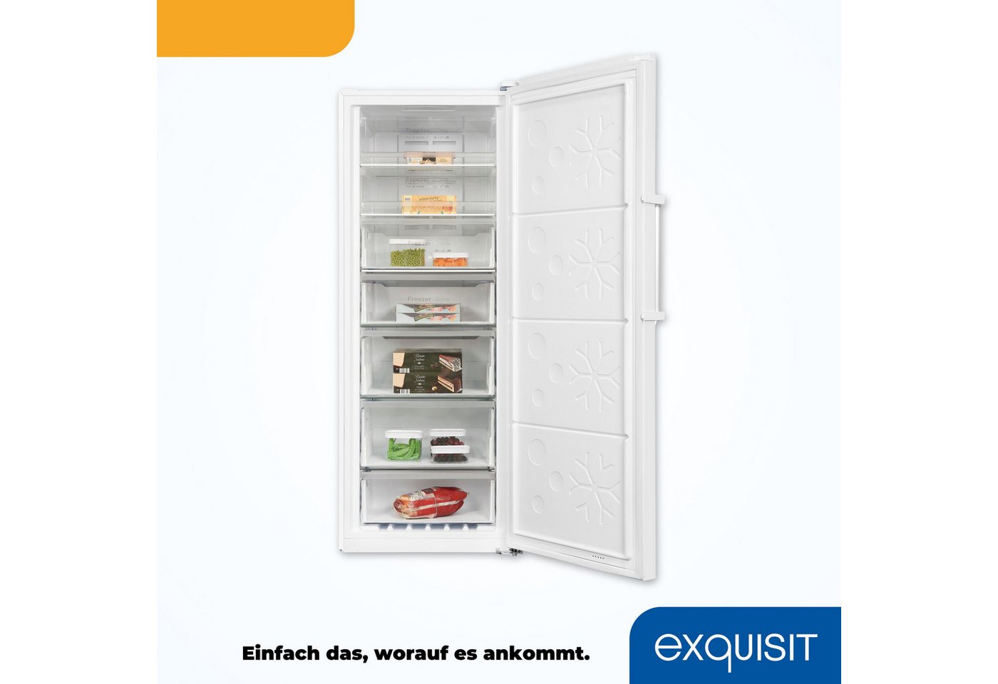exquisit Gefrierschrank GS380-NF-H-050E weiss, 185,5 cm hoch, 71 cm breit, 380 L Gefrierschrank: No-Frost, 4-Sterne & flexibel mit LED-Licht Bild 2