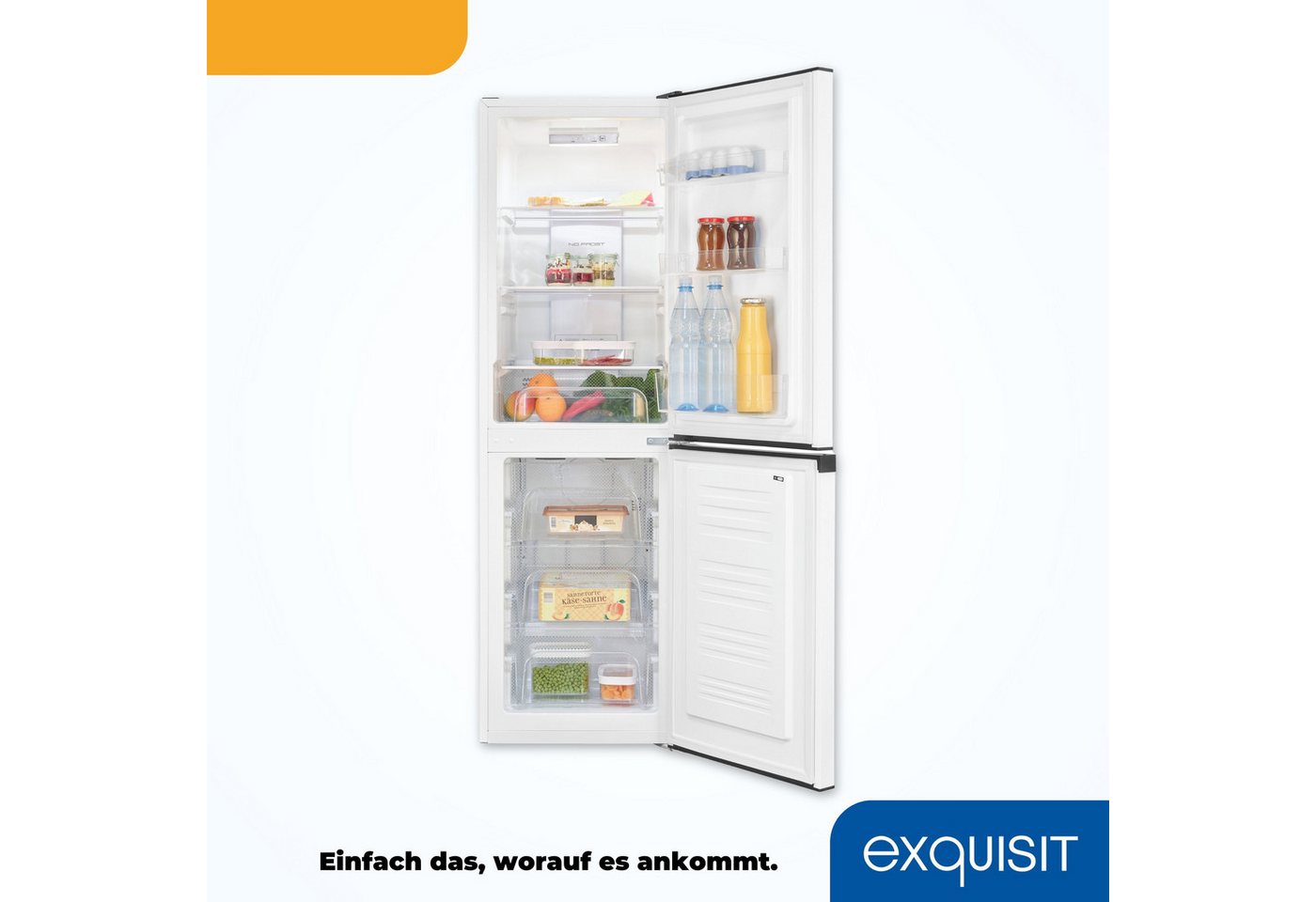 exquisit Kühl-/Gefrierkombination KGC195-65-NF-330E weiss, 157,5 cm hoch, 48,5 cm breit, 4-Sternefach