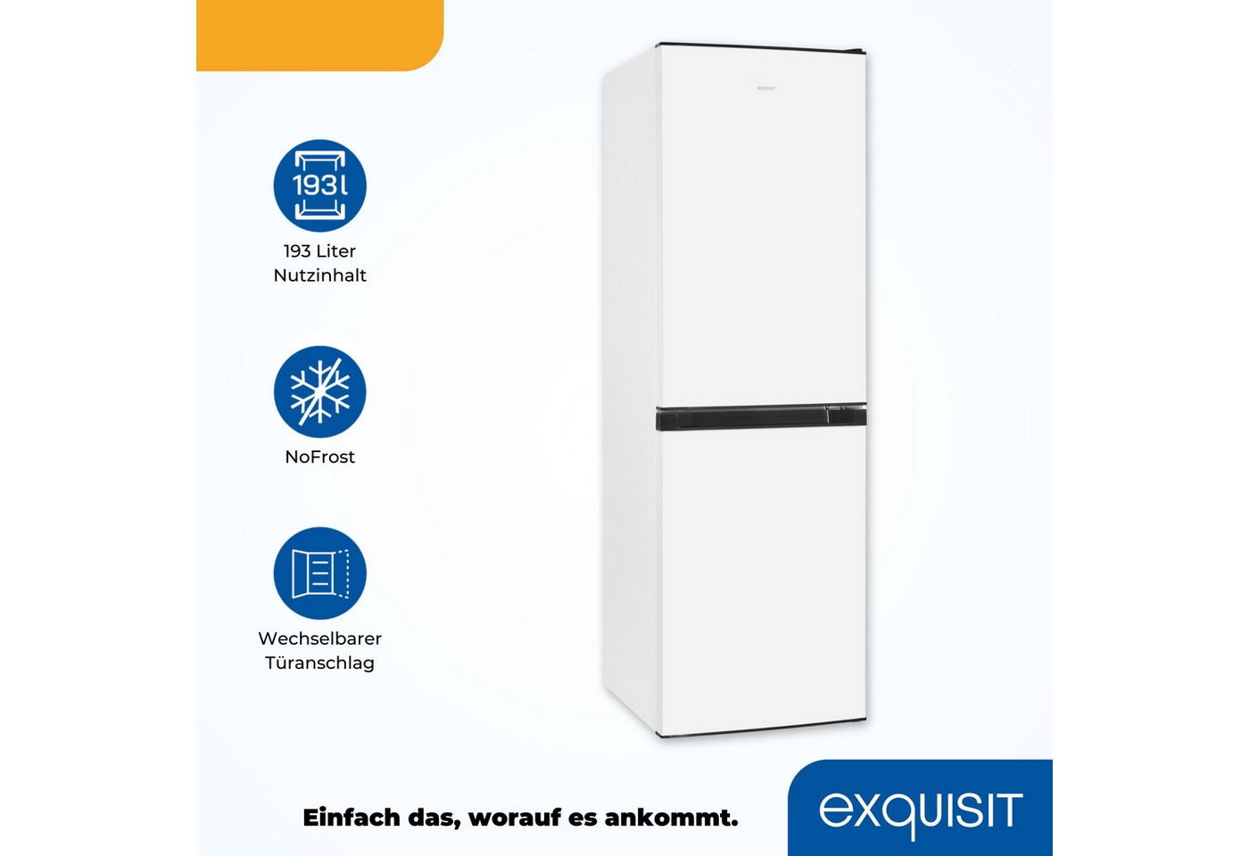 exquisit Kühl-/Gefrierkombination KGC195-65-NF-330E weiss, 157,5 cm hoch, 48,5 cm breit, 4-Sternefach Bild 2