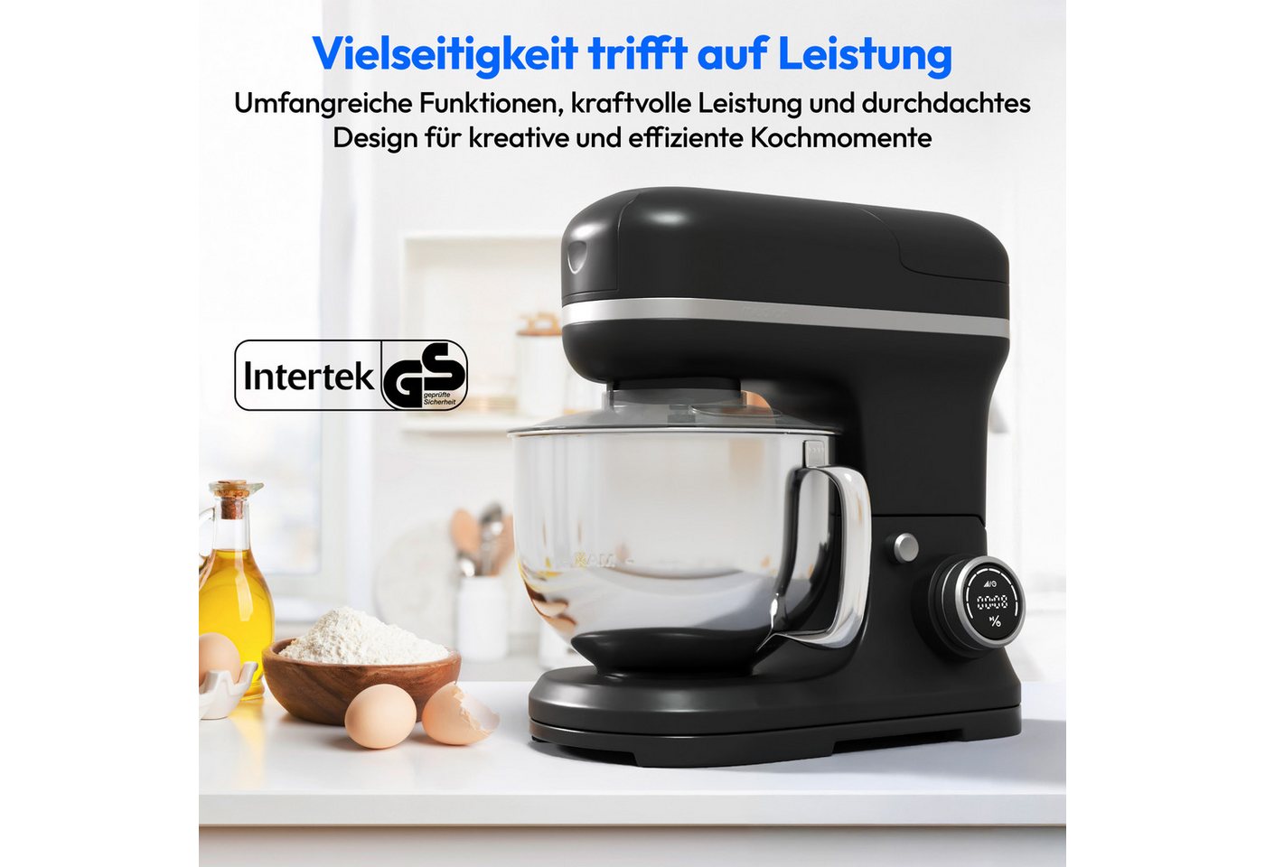 Medion® Küchenmaschine MD 18430, 1200 W, 5 l Schüssel, Mit umfangreichem Zubehör-Set, Mixeraufsatz, Fleischwolf-Aufsatz Bild 4