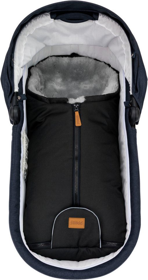 Fillikid Fußsack Pamir Alpina, schwarz, Lammfell grau, Winterfußsack, für Autositze Gr. 0 und Kinderwagen Bild 3