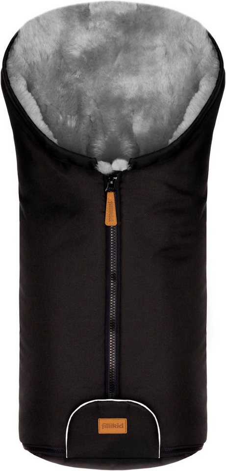 Fillikid Fußsack Pamir Alpina, schwarz, Lammfell grau, Winterfußsack, für Autositze Gr. 0 und Kinderwagen Bild 5