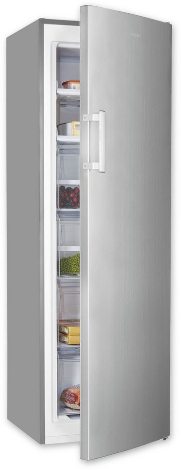 exquisit Gefrierschrank GS271--H-040E inoxlook, 171 cm hoch, 54,5 cm breit, 4*-Gefrierschrank No Frost mit LED-Anzeige & praktischem Griff Bild 2