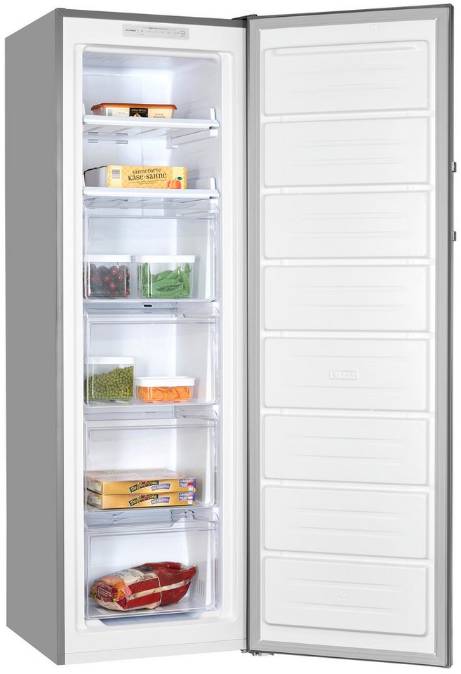 exquisit Gefrierschrank GS271--H-040E inoxlook, 171 cm hoch, 54,5 cm breit, 4*-Gefrierschrank No Frost mit LED-Anzeige & praktischem Griff Bild 3