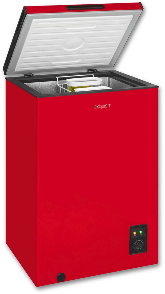exquisit Gefriertruhe GT100-050E rot, 54,5 cm breit, 99 l, 4*-Gefriertruhe mit ergonomischer Griffmulde – bequem zu öffnen Bild 4