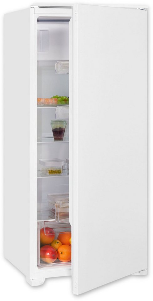 exquisit Einbaukühlschrank EKS201-4-E-040E, 122,7 cm hoch, 54 cm breit, Schlepptür-Montage: Gerätetür wird mit der Schranktür mitgeschleppt