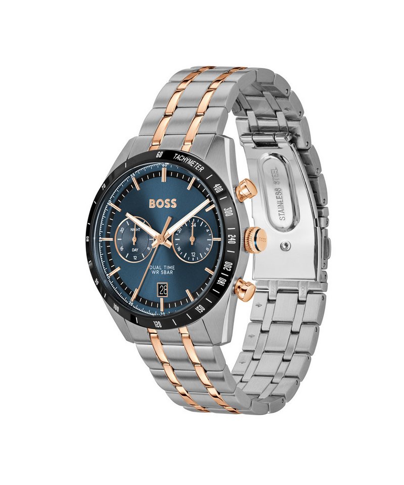 BOSS Multifunktionsuhr TOURMASTER 1514288, Quarzuhr, Armbanduhr, Herrenuhr, Edelstahlarmband, analog, Tag