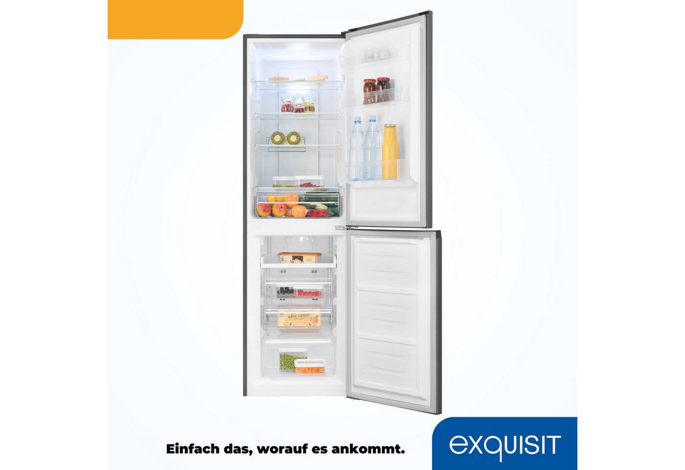 exquisit Kühl-/Gefrierkombination KGC250-85--040D inoxlook-az, 180,5 cm hoch, 54,5 cm breit Bild 4