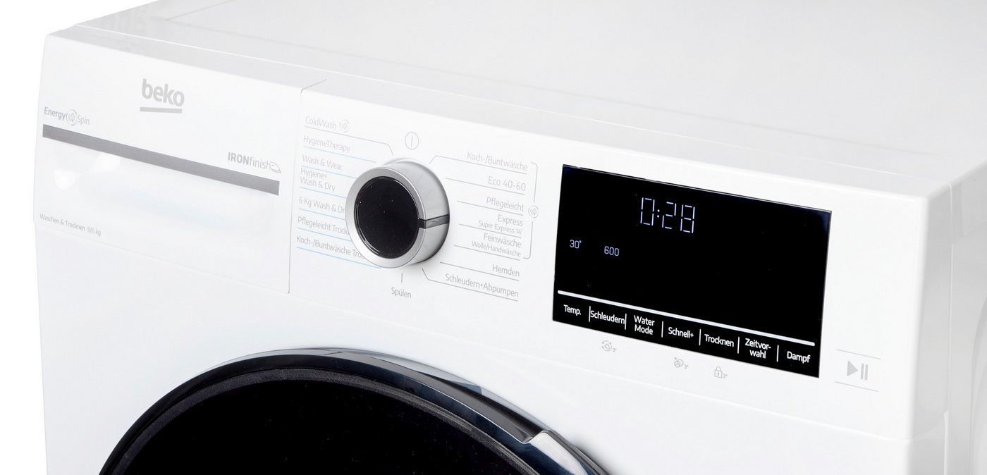 BEKO Waschtrockner BM3DT4944W, 9 kg, 6 kg, 1400 U/min, Waschen & Trocknen in einem: 9 kg / 6 kg, Dampffunktion
