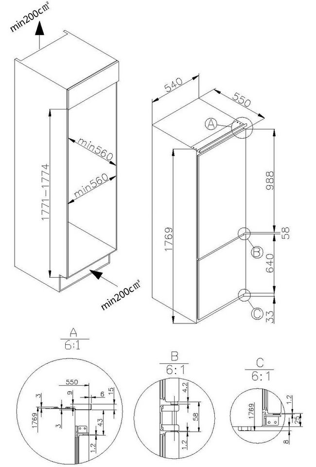 Amica Einbaukühlgefrierkombination EKGC 16177/1 / BK3165.8Ki(E), 176,9 cm hoch, 54 cm breit, Frische, die passt – perfekt für deine Küche Bild 2