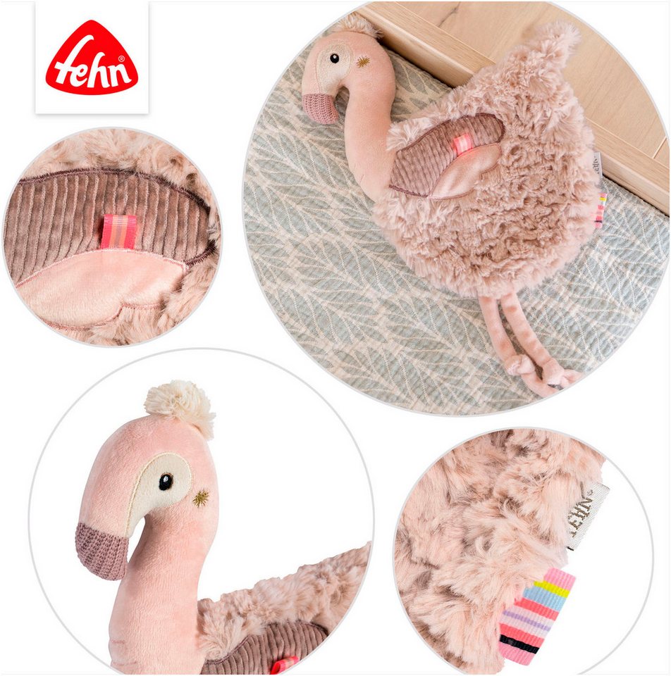 Fehn Kuscheltuch Lazy, Crazy & Pink, Schmusetuch Flamingo Bild 2