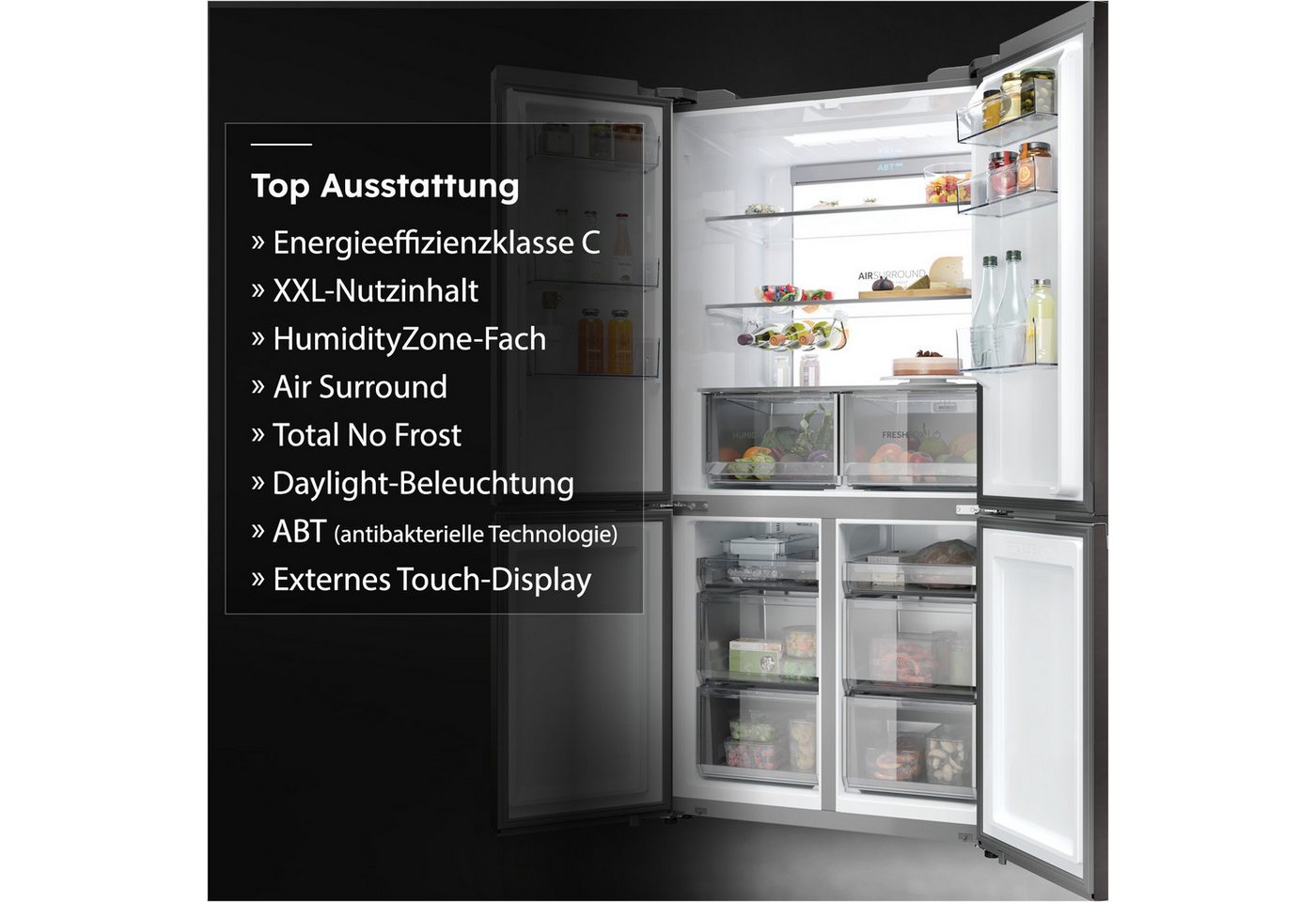 Haier Multi Door Cube 90 HCR79F19CNMD, 190,5 cm hoch, 90,8 cm breit, No-Frost, Humidity Zone, ABT Pro entfernt 99,99 % der Bakterien Bild 4