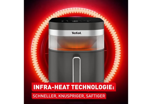 Tefal Heißluftfritteuse Easy Fry Infrared, ideal für 6-8 Personen, Infrarot-Technologie, 2020 W, 8 Programme, Sichtfenster, doppelte Heizelemente, EY832H