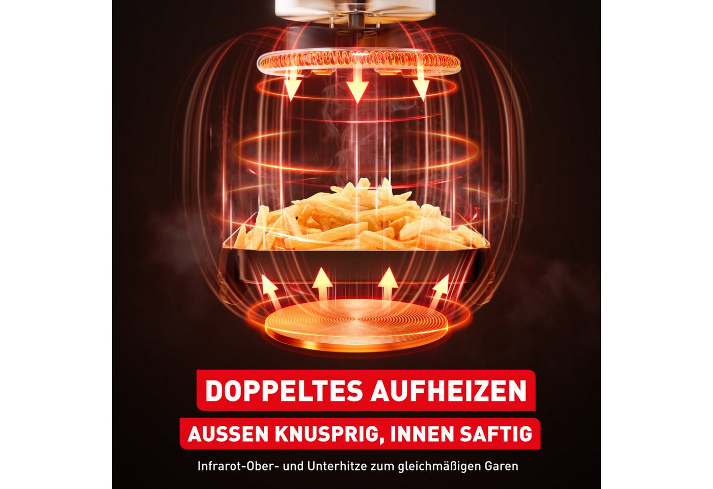 Tefal Heißluftfritteuse Easy Fry Infrared, ideal für 6-8 Personen, Infrarot-Technologie, 2020 W, 8 Programme, Sichtfenster, doppelte Heizelemente, EY832H Bild 2