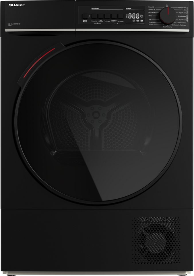 Sharp Wärmepumpentrockner KD-WNHB0S9GMC-DE, 10kg / +WIFI / EEKC / 2 Tasten / XXL-Tür voll-schwarz / Mat Black