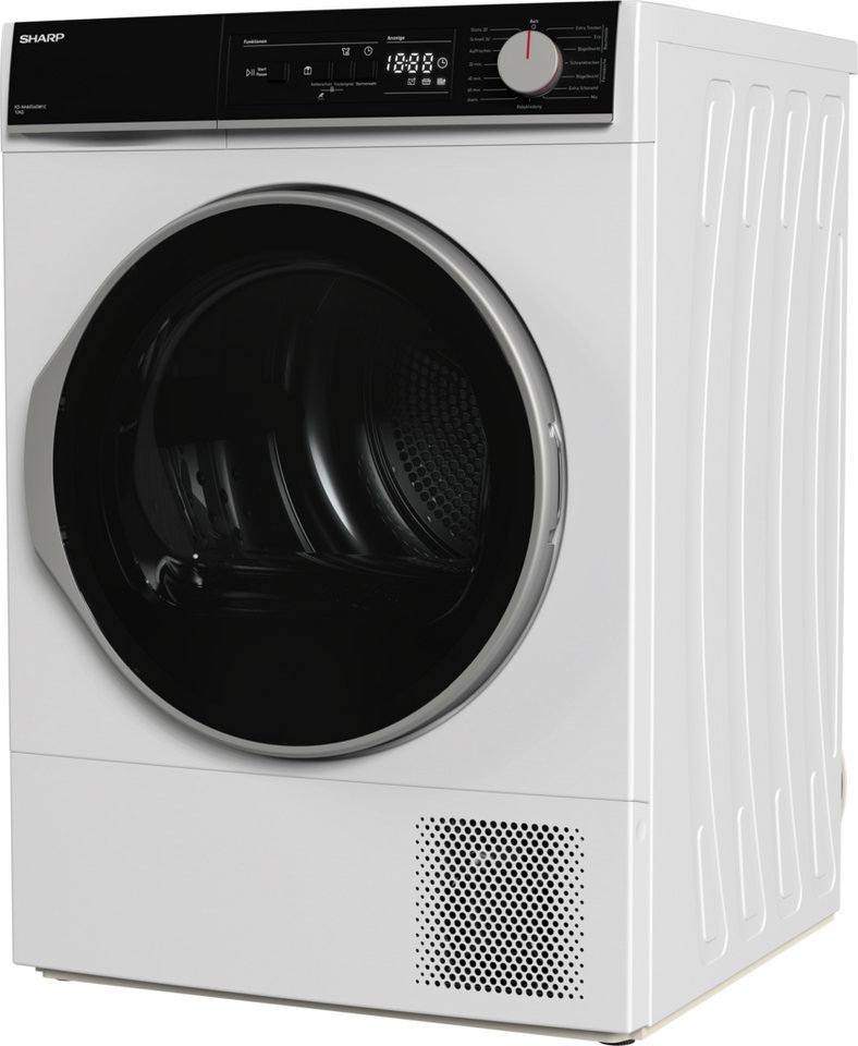 Sharp Wärmepumpentrockner KD-NHA0S6GW1C-DE, 10kg / EEK C / 3 Tasten / XL-Glas-Tür / weiss