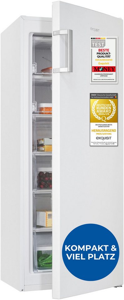 exquisit Gefrierschrank GS230-H-050C weiss, 144 cm hoch, 54 cm breit, Perfekt für Ihre Küche: flexibel, praktisch & klar strukturiert Bild 3