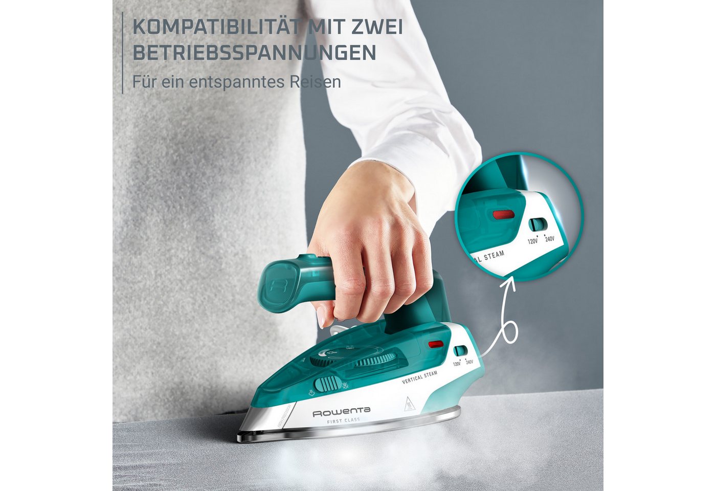 Rowenta Dampfbügeleisen First Class, 1000 W, klappbares Reiseformat, schnelles Aufheizen, Präzisionsbügelspitze Bild 3