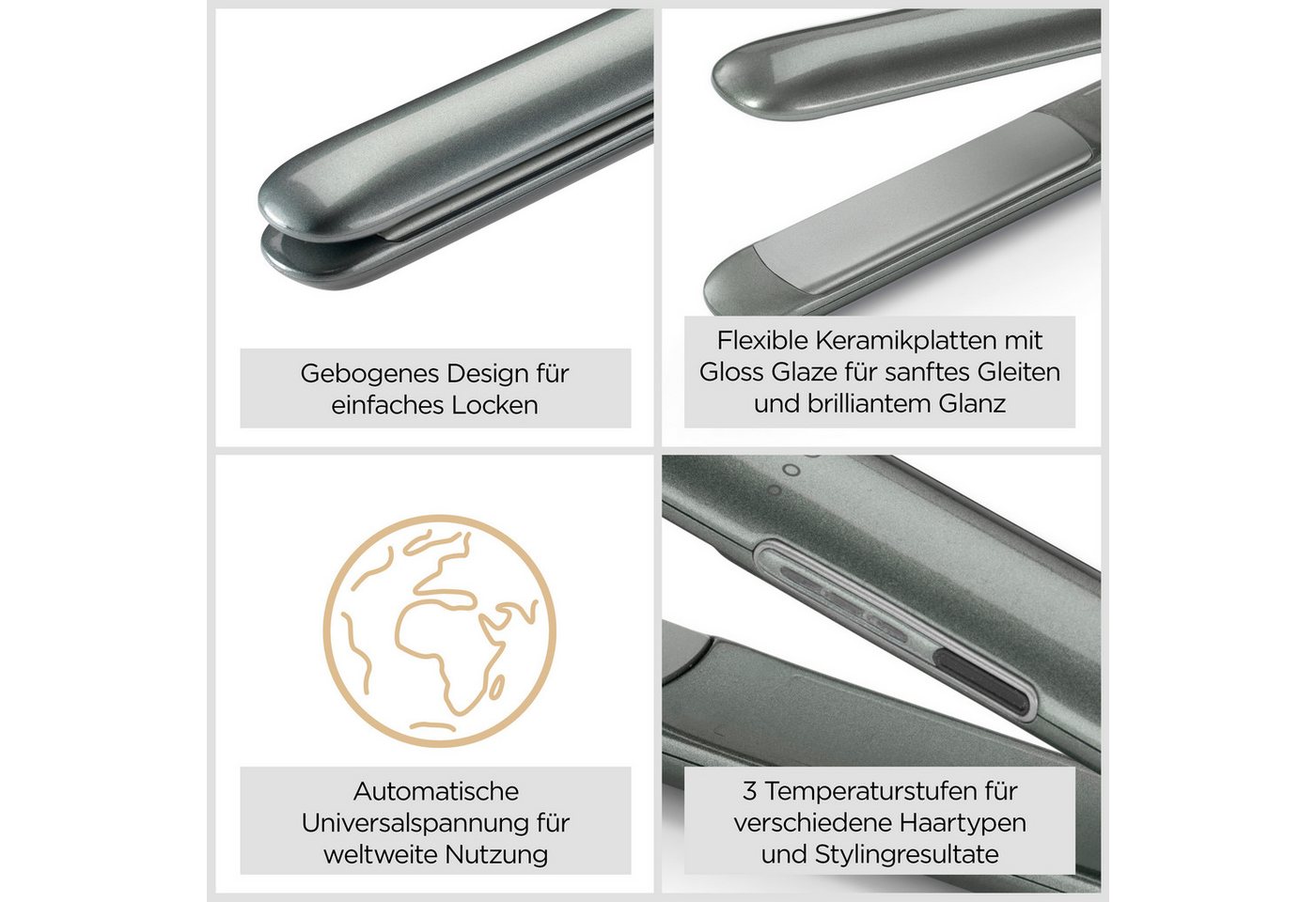 BaByliss Glätteisen Xanadu Glätteisen mit Quarz-Keramikbeschichtung, ST261E Quarz-Keramik, Haarglätter mit 3 Temperaturstufen bis zu 235°C, LED-Anzeige Bild 4