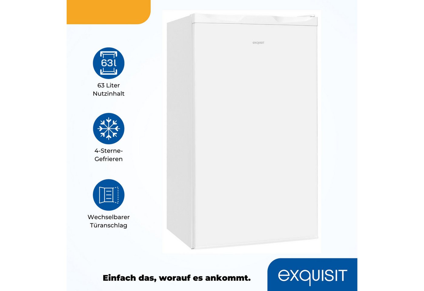 exquisit Gefrierschrank GS230-H-040E weiss, 142,6 cm hoch, 54,4 cm breit, Viel Platz, starke Gefrierleistung Bild 2