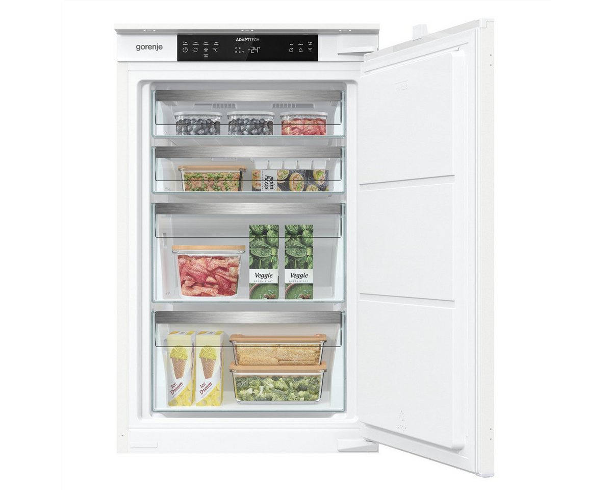 GORENJE Einbaugefrierschrank FNCI508E61EWF, 87,5 cm hoch, 54 cm breit, Einbaugefrierschrank, 88cm Nische, Schlepptür, Display, Wifi, NoFrost