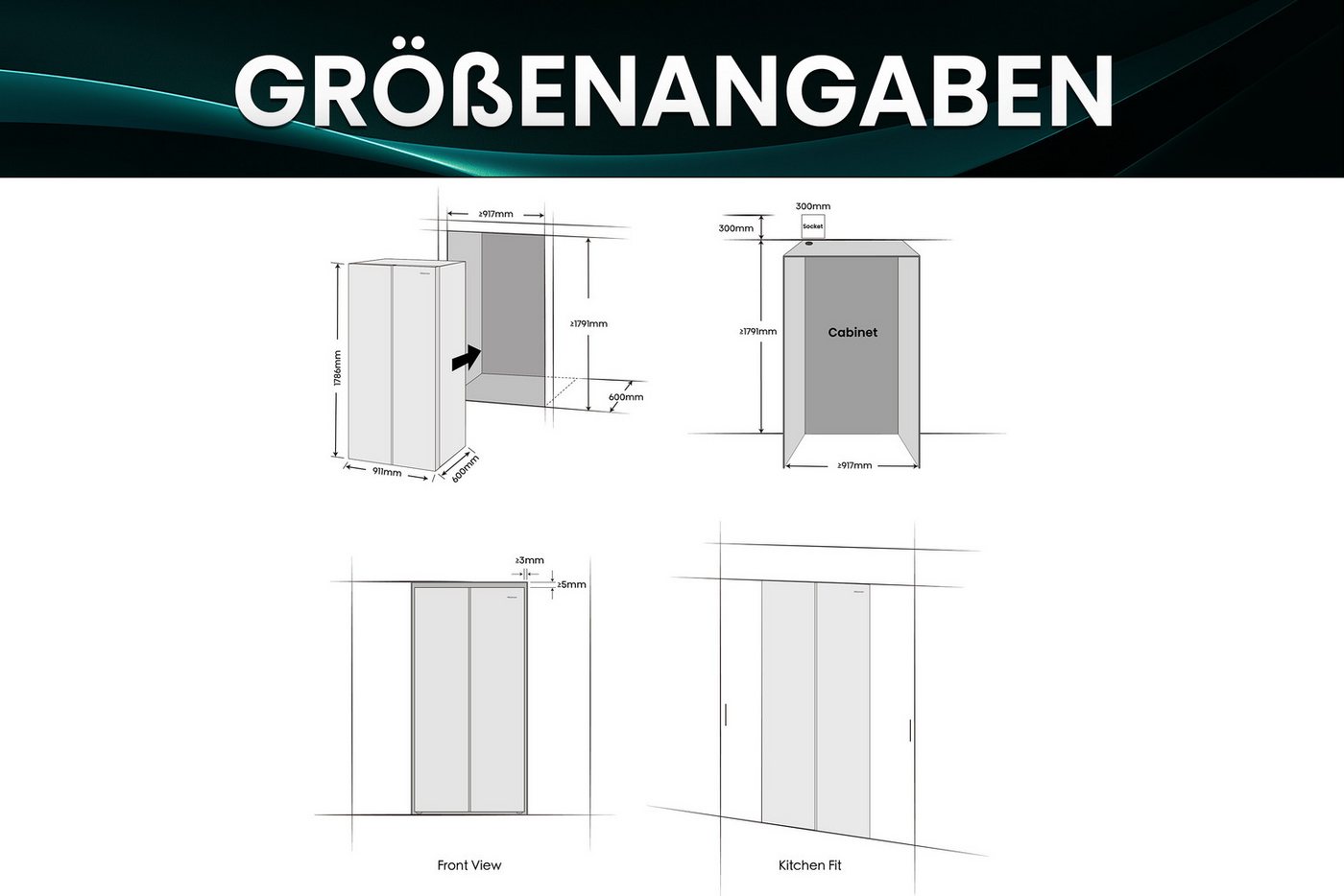 Hisense Side-by-Side RS3P538NAFE, 178,6 cm hoch, 91,1 cm breit, einfacher Side by Side mit Premium-Ausstattung Bild 5