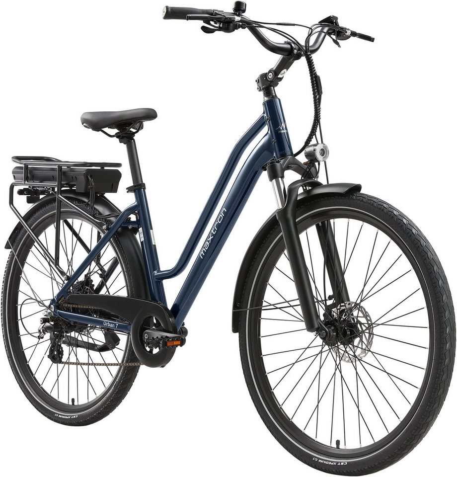 Maxtron E-Bike Cityrad Maxtron Urban 7 E-Citybike 28 Zoll, 7 Gang Shimano Altus Schaltwerk, Kettenschaltung, Heckmotor, 460,8 Wh, (Packung), Tiefeinsteiger für Damen Bild 3