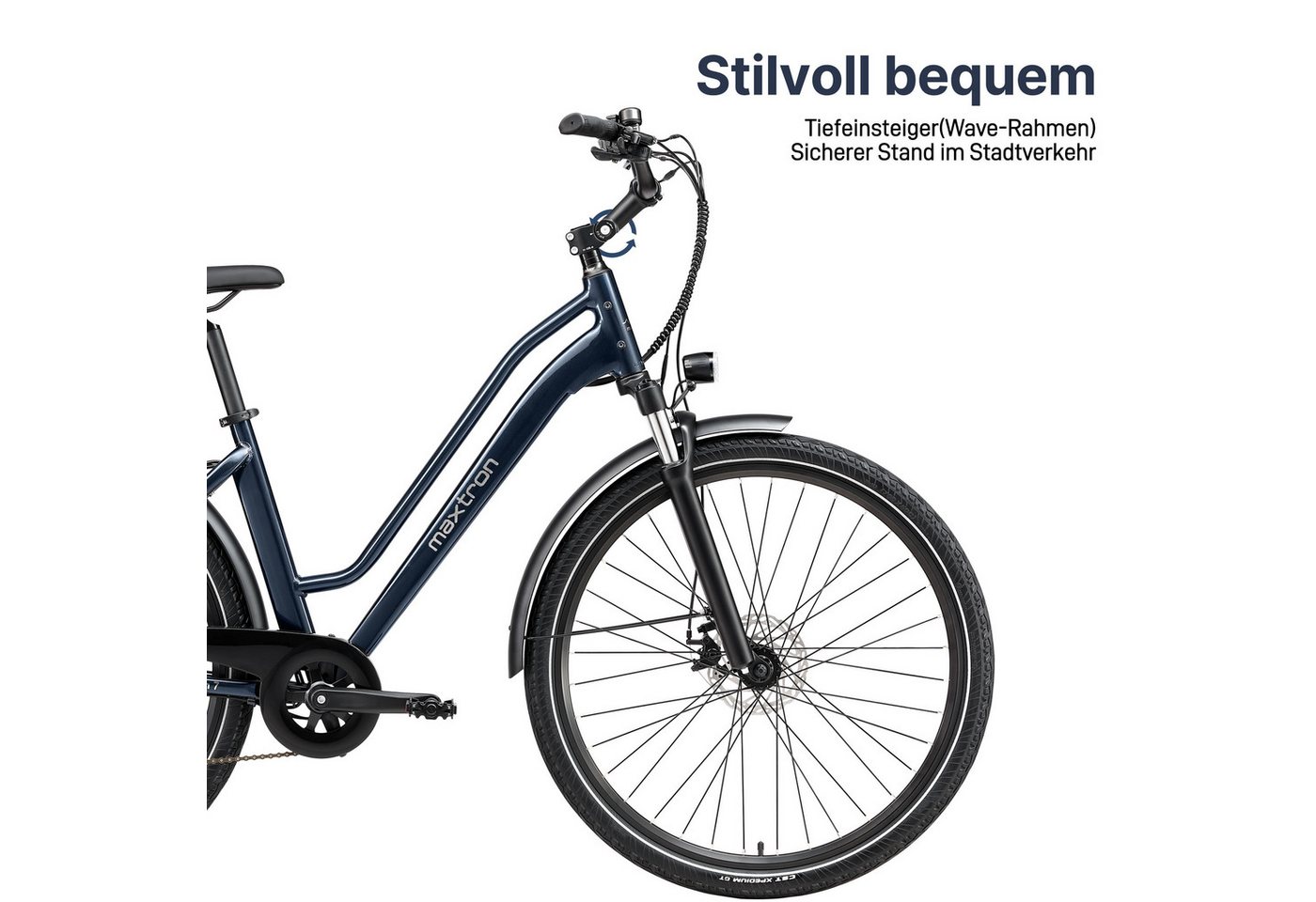 Maxtron E-Bike Cityrad Maxtron Urban 7 E-Citybike 28 Zoll, 7 Gang Shimano Altus Schaltwerk, Kettenschaltung, Heckmotor, 460,8 Wh, (Packung), Tiefeinsteiger für Damen Bild 4