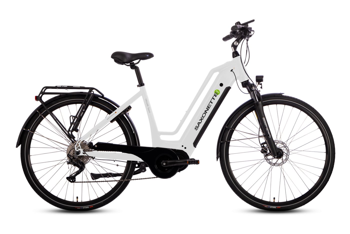 SAXONETTE E-Bike Cityrad Deluxe Sport TRAPEZ, 9 Gang Shimano Alivio Schaltwerk, Kettenschaltung, Mittelmotor, 418 Wh, (mit integr. Akku), Elektrofahrrad für Alltag und Einkauf Bild 5
